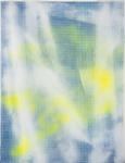 Cheryl Donegan; Glamorous Glue, 2010; fabric, spray paint, plexi, cardboard on MDF; 24 x 18 in